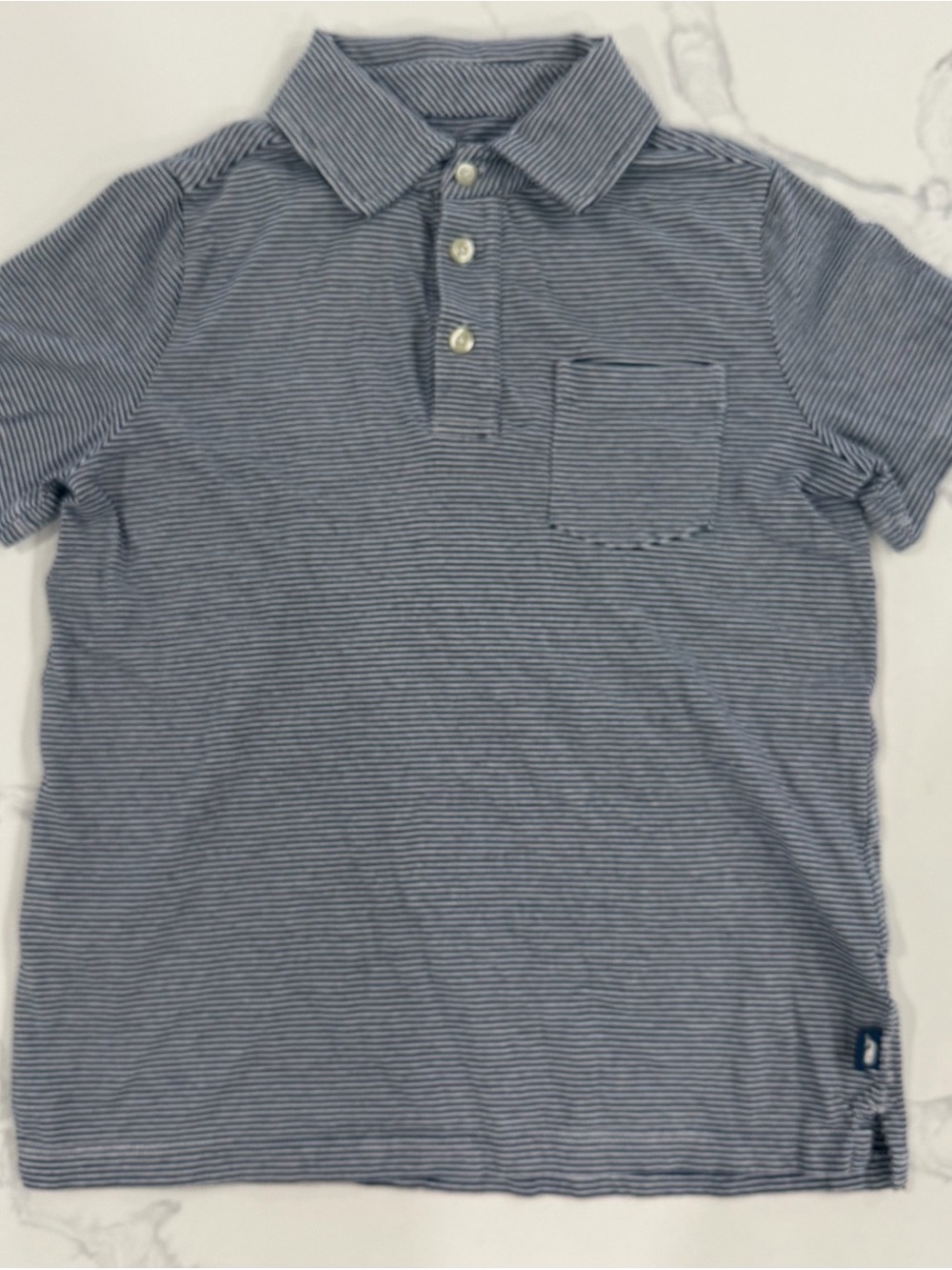 Vineyard Vines Boys Striped Polo Shirt Blue White Short Sleeve Size Small 8/10